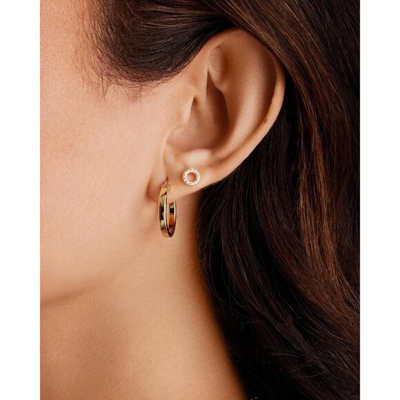 14K Gold Plated Post Lightweight 20mm Hypoallergic Hoops Earrings for Women - Picture 2 of 6